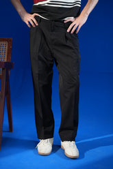 Black Double Pleated Twill Pants