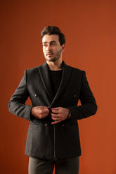 Black Wool Double Breasted Blazer