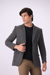 BLACK TWEED SELF COAT (MJ4)