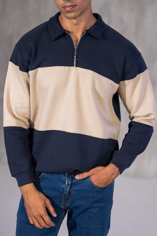 MOCK NECK ZIP SWEAT