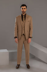 BEIGE DESIGNER 3 PIECE SUIT S54