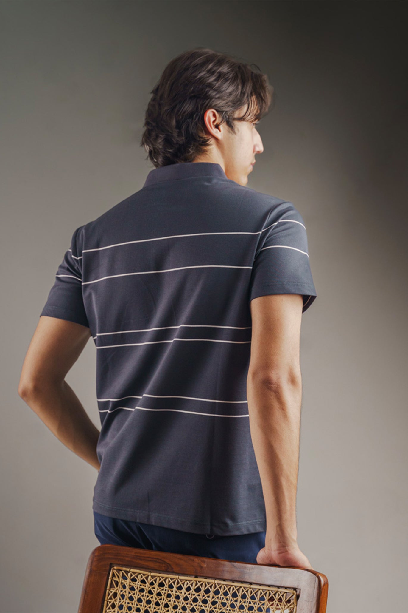 Grey Textured Polo 8913