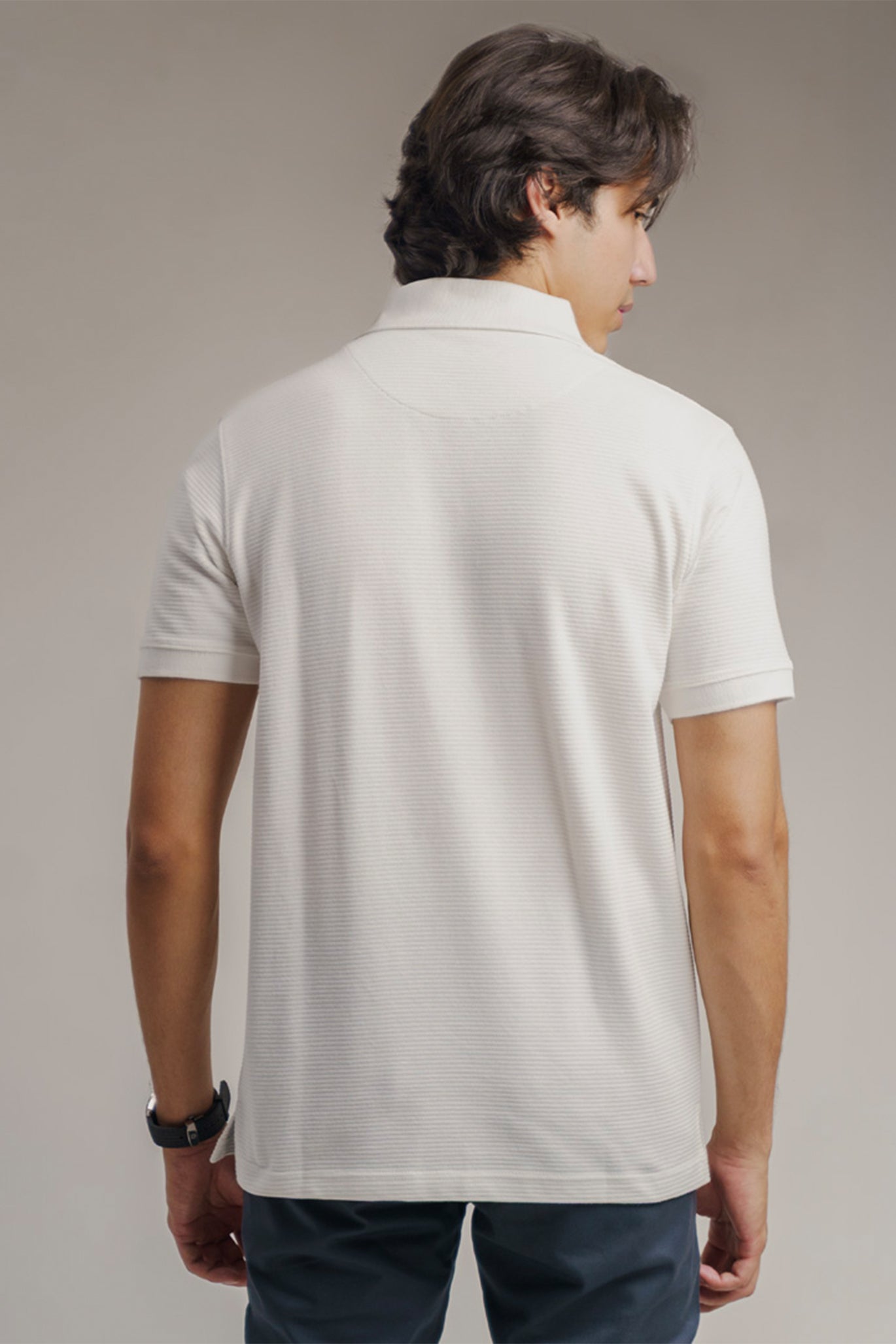Quarter Zipper Polo White