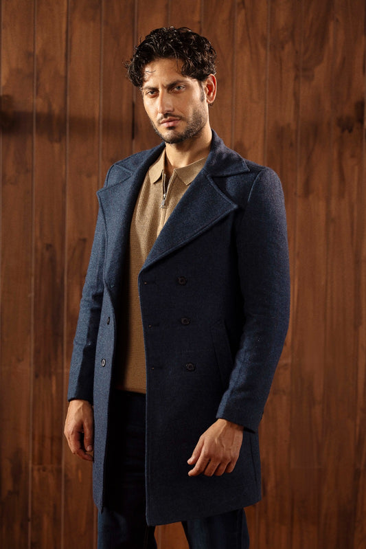 DOUBLE BREASTED PEACOAT BLUE