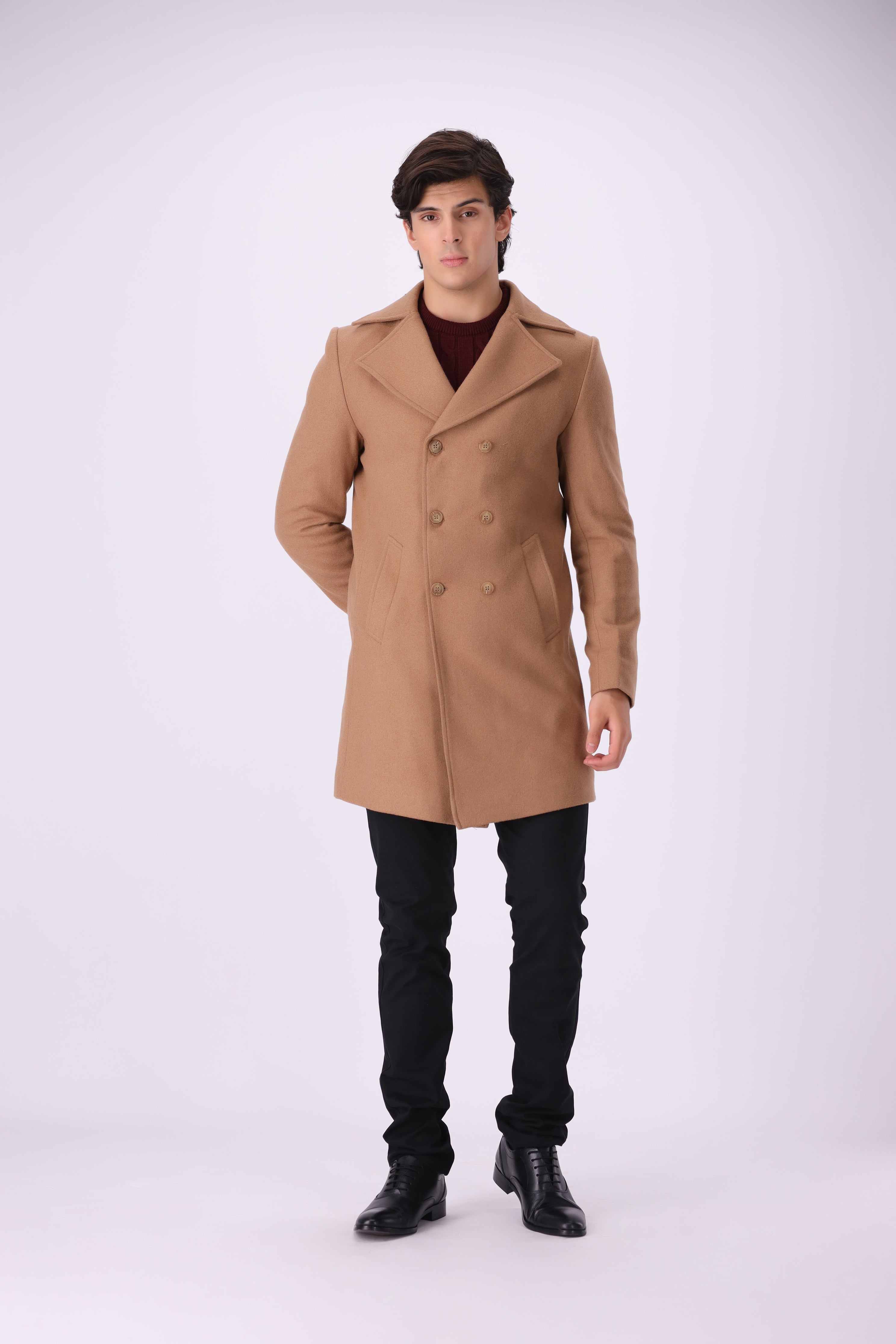 BROWN TWEED LONG COAT (BASIT-62)