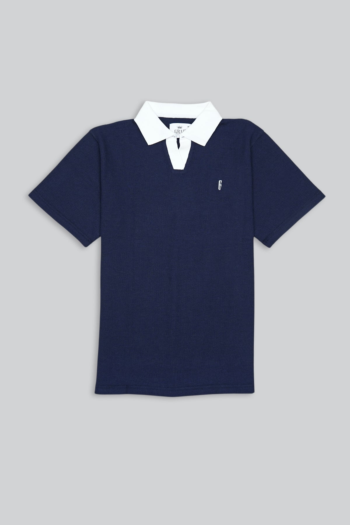 Navy Textured Collar Polo Shirt
