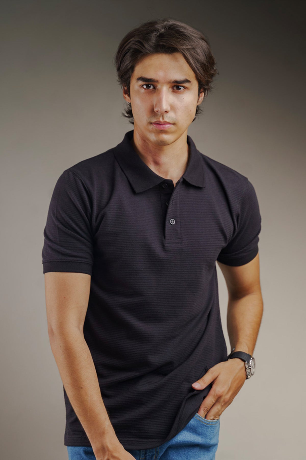 Textured Polo Black