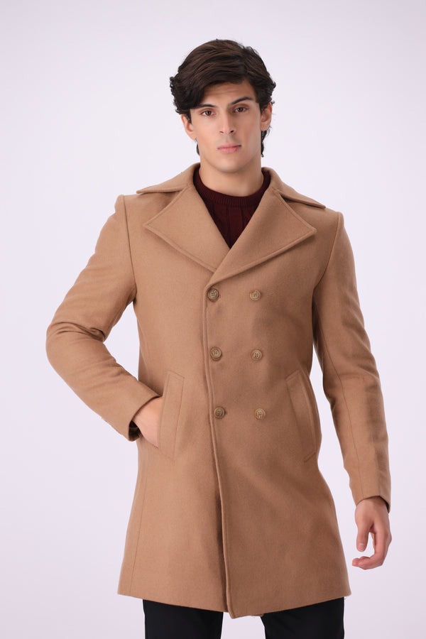 BROWN TWEET LONG COAT (BASIT-62)