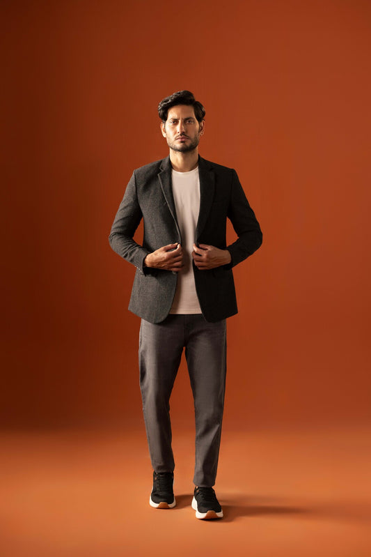 Black Checkered Tailored Smart Fit Blazer