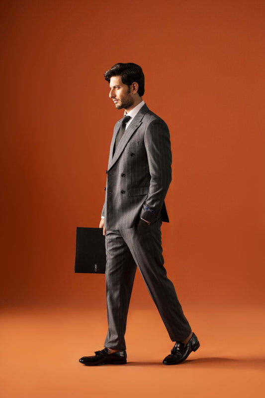 Charcoal  Double Breasted Suit