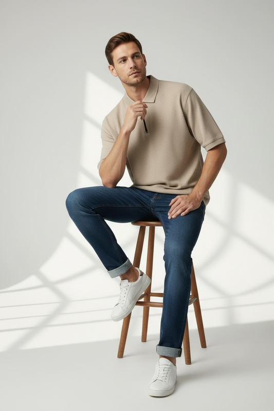 Beige Quater zipper ( AMR3 )