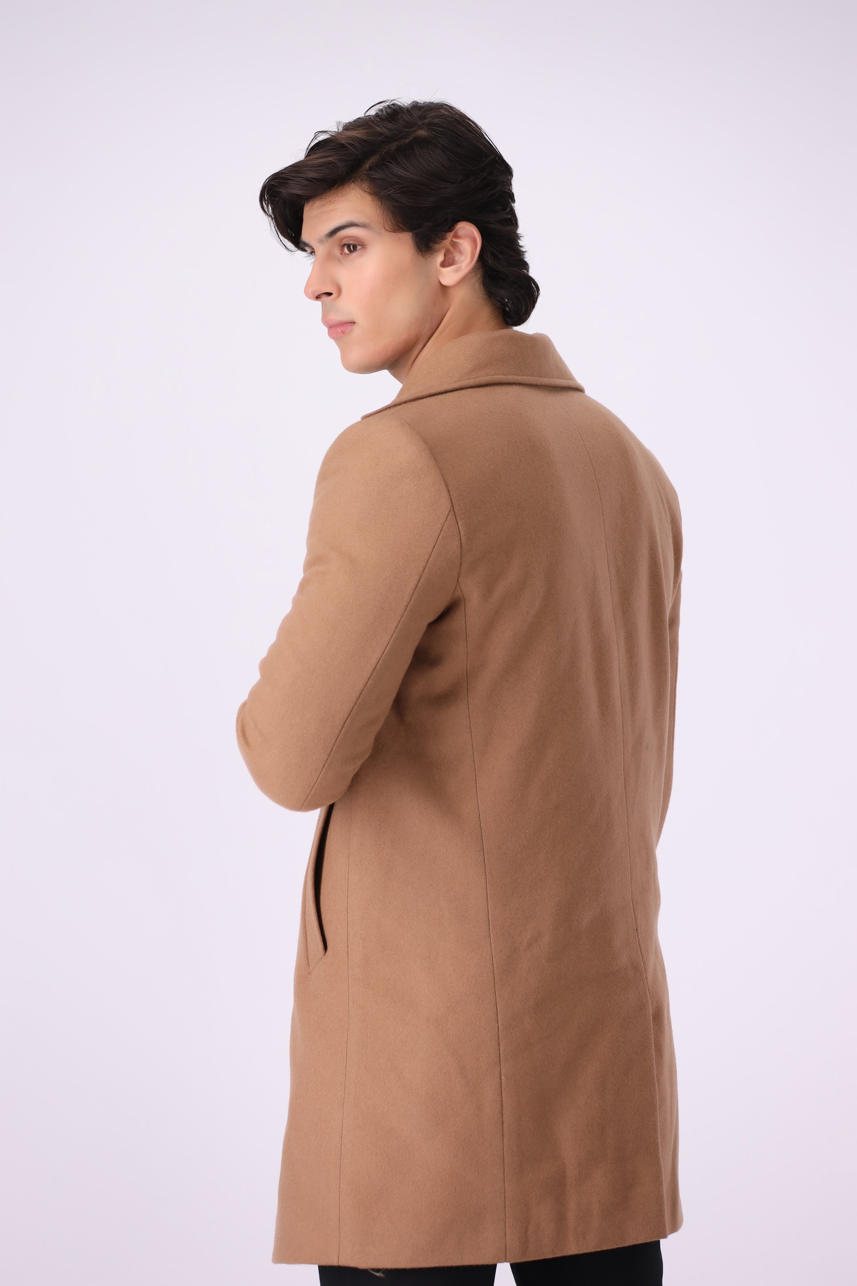 BROWN TWEED LONG COAT (BASIT-62)