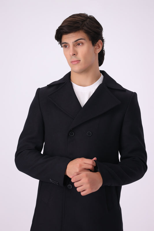 BLACK TWEED LONG COAT (BASIT-61)