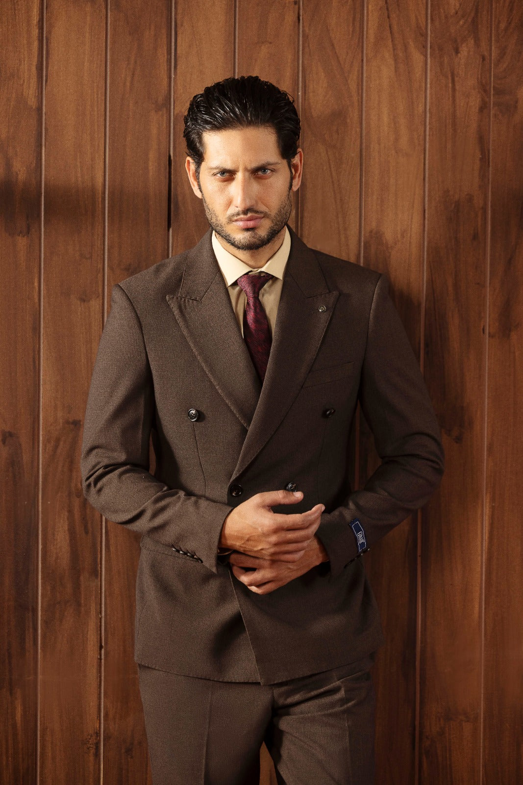 Double Breasted Brown Suit