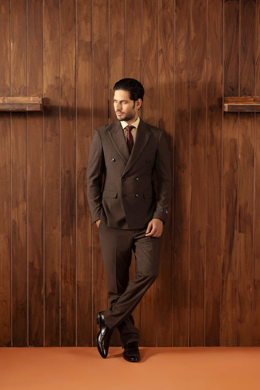Double Breasted Brown Suit