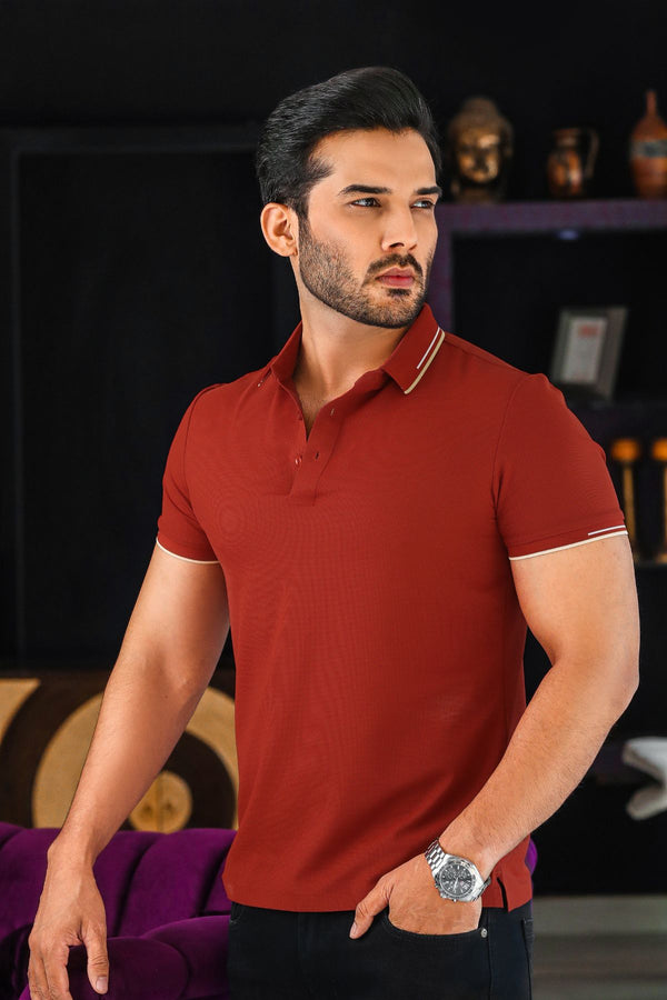 Plain Red Classic Polo 8010