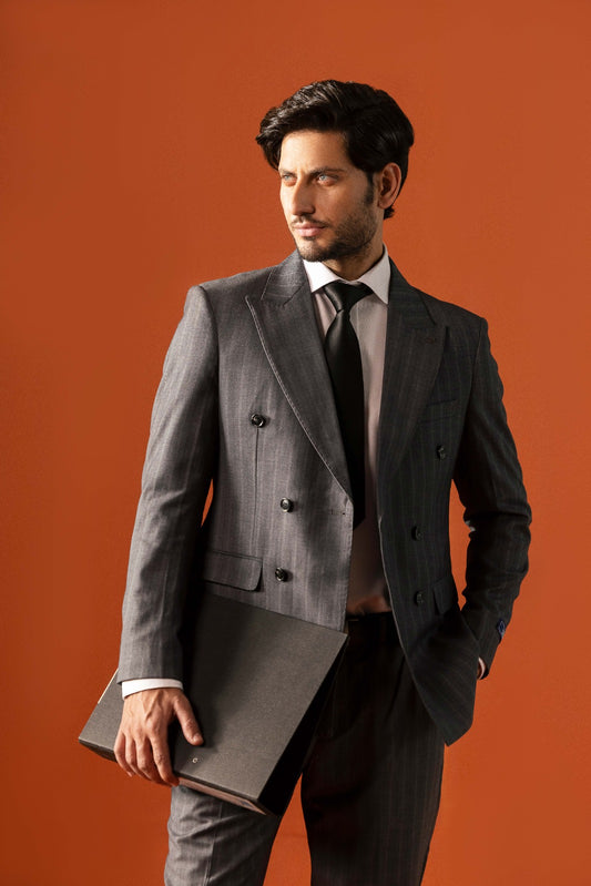 Charcoal  Double Breasted Suit