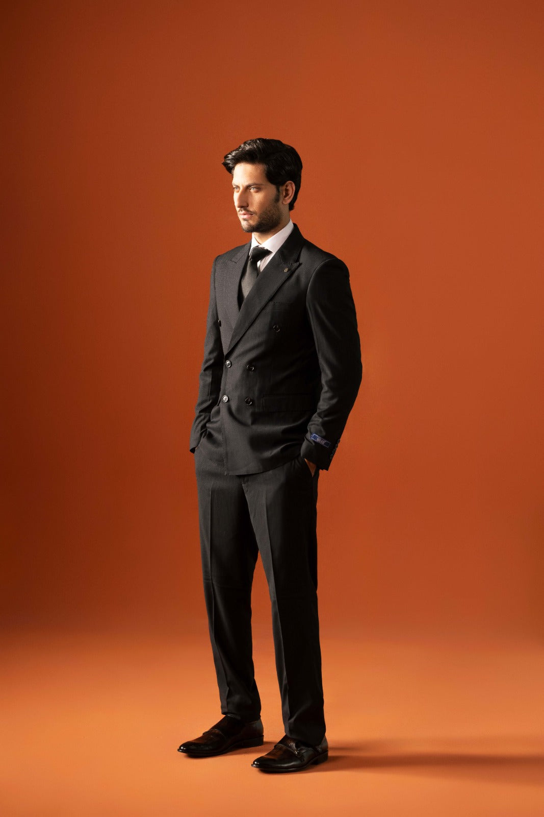 Double Breasted Black Suit