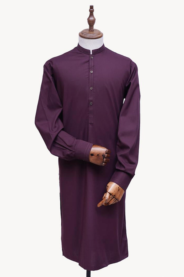 Men Shalwar Kameez Stitched-4557W-Mehroon