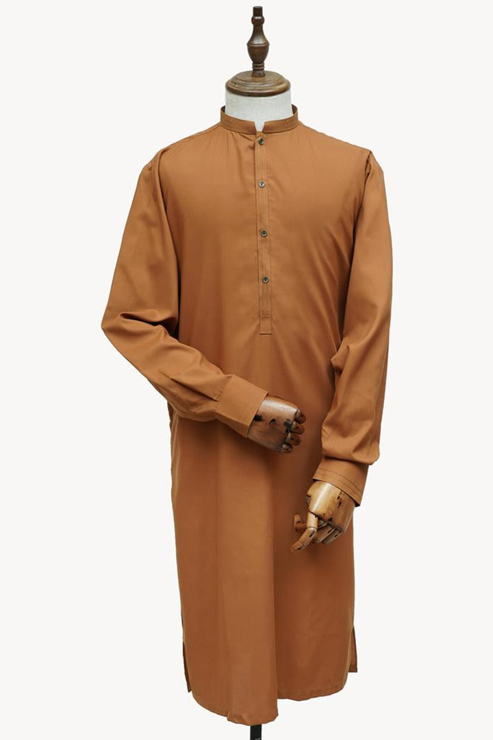 Men Shalwar Kameez Stitched-4557W-B-Mustard