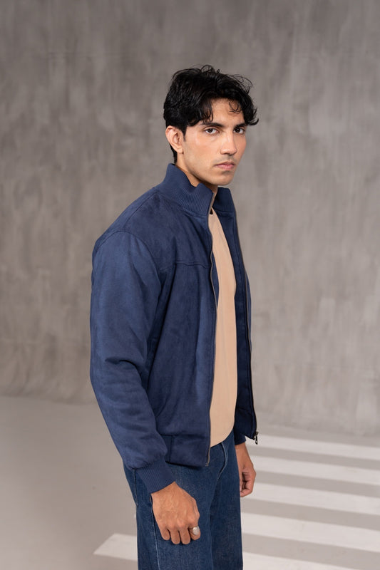 BLUE FAUX SUEDE JACKET