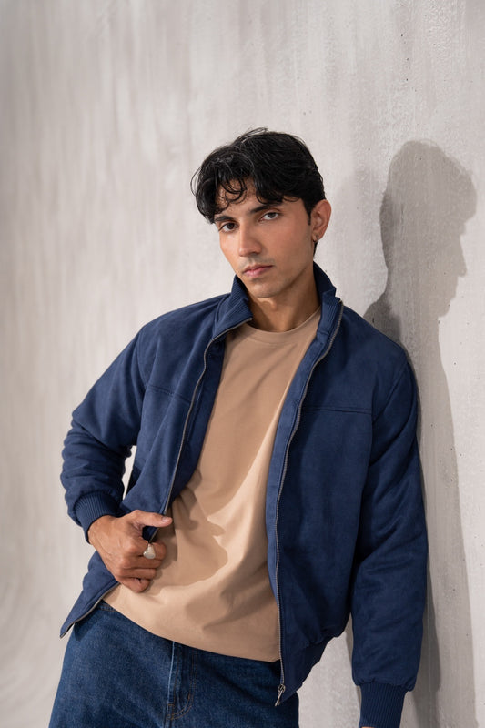 BLUE FAUX SUEDE JACKET