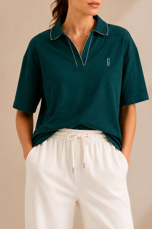 GREEN WAFFLE REVERE POLO (WOMEN)
