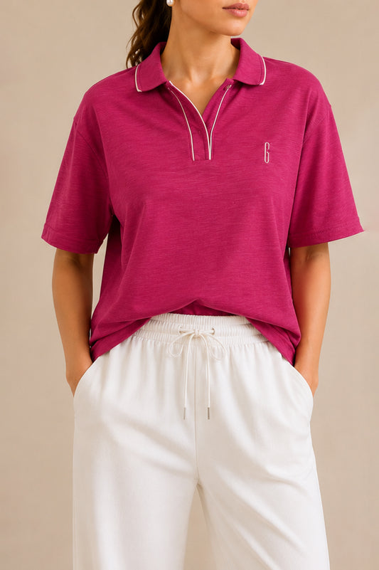 PINK WAFFLE REVERE POLO (WOMEN)