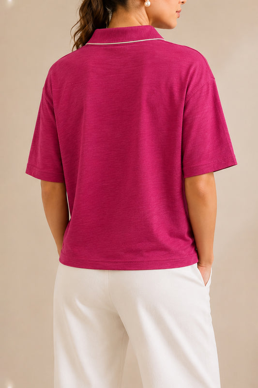 PINK WAFFLE REVERE POLO (WOMEN)