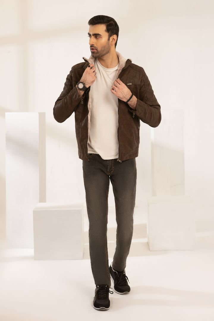 ROYAL BROWN LEATHER JACKET (22520DK)