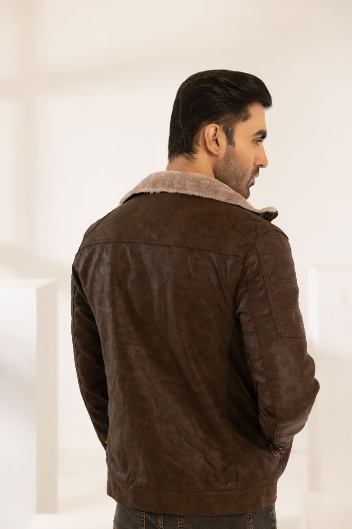 ROYAL BROWN LEATHER JACKET (22520DK)