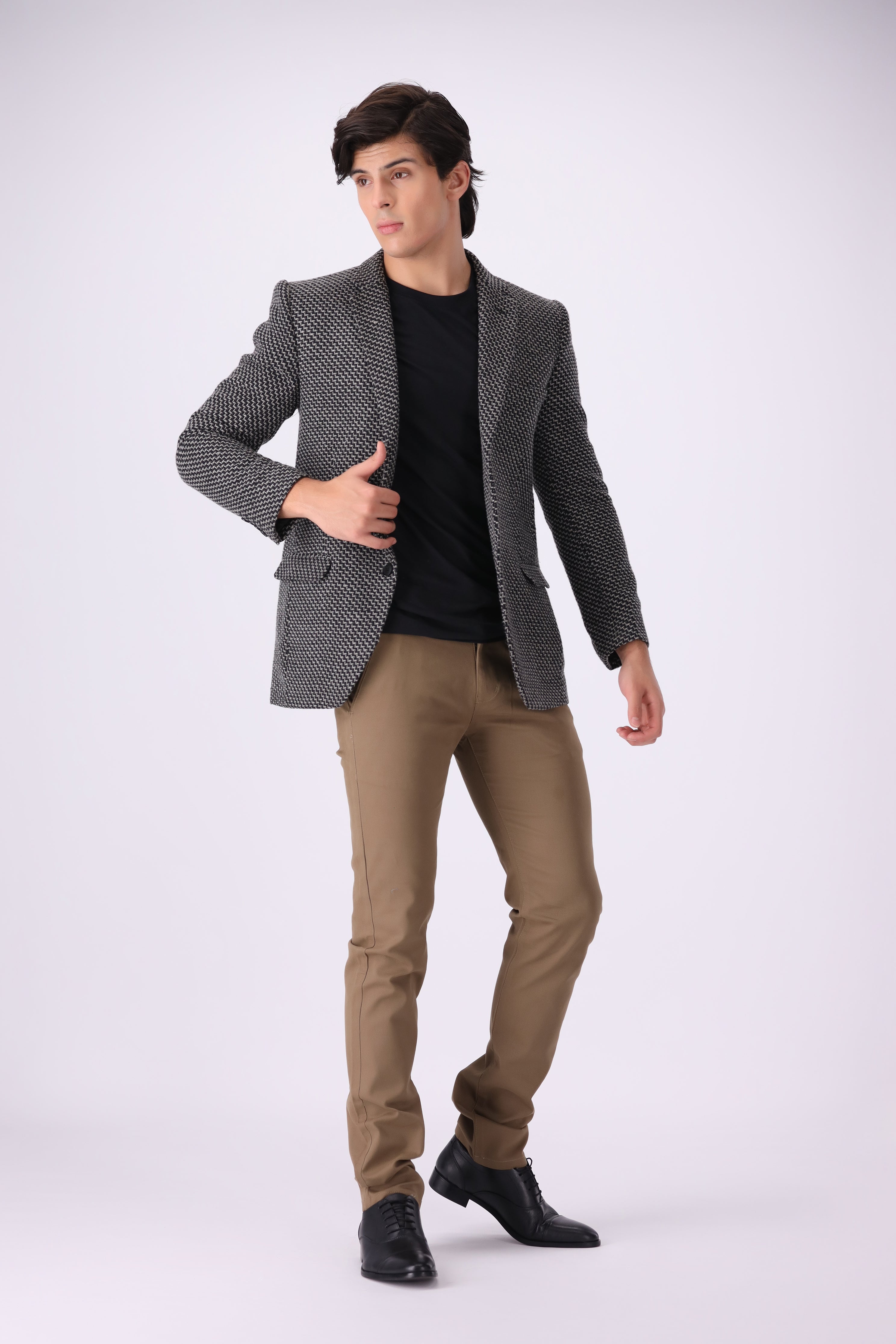 BLACK TWEED SELF COAT (MJ4)