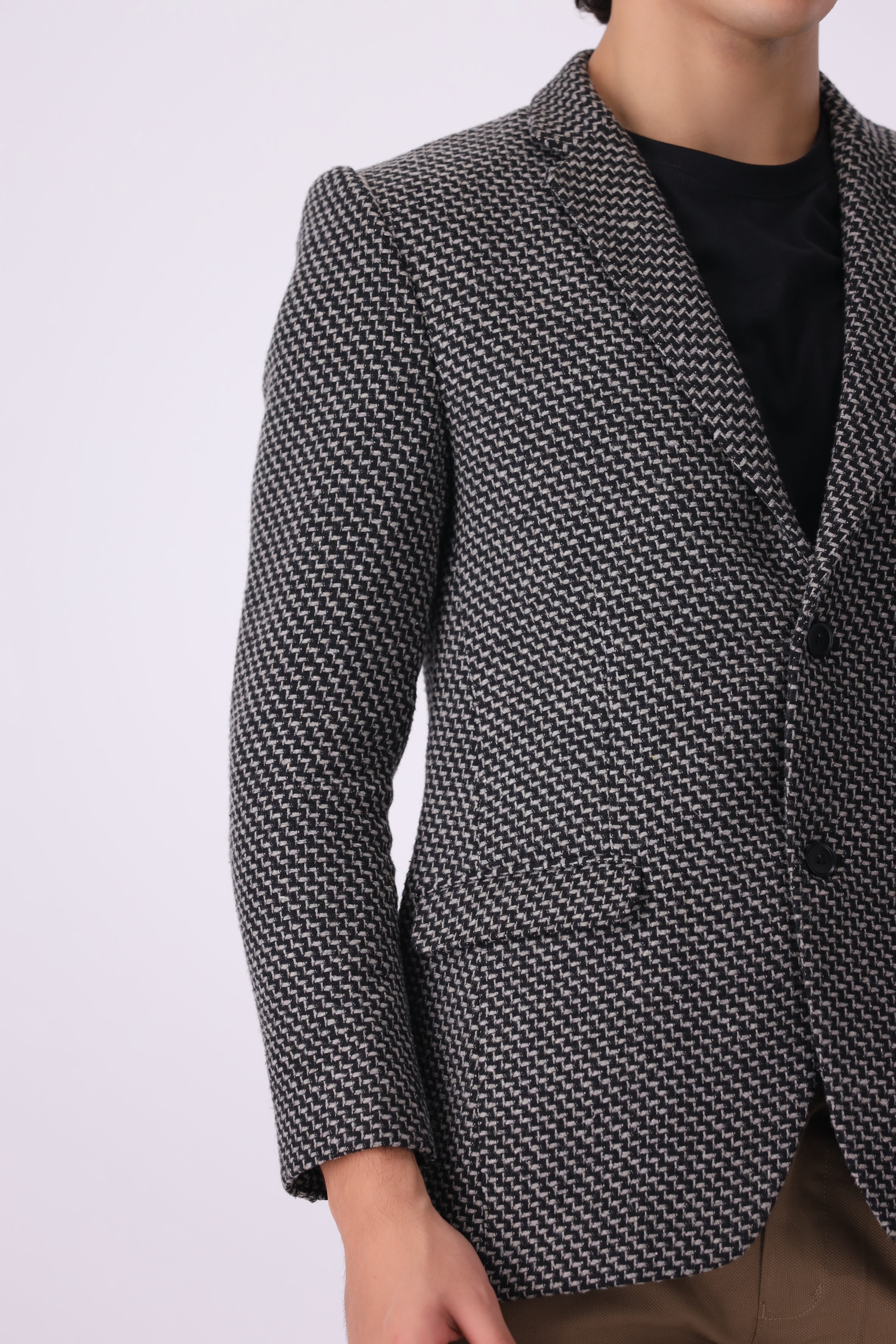 BLACK TWEED SELF COAT (MJ4)