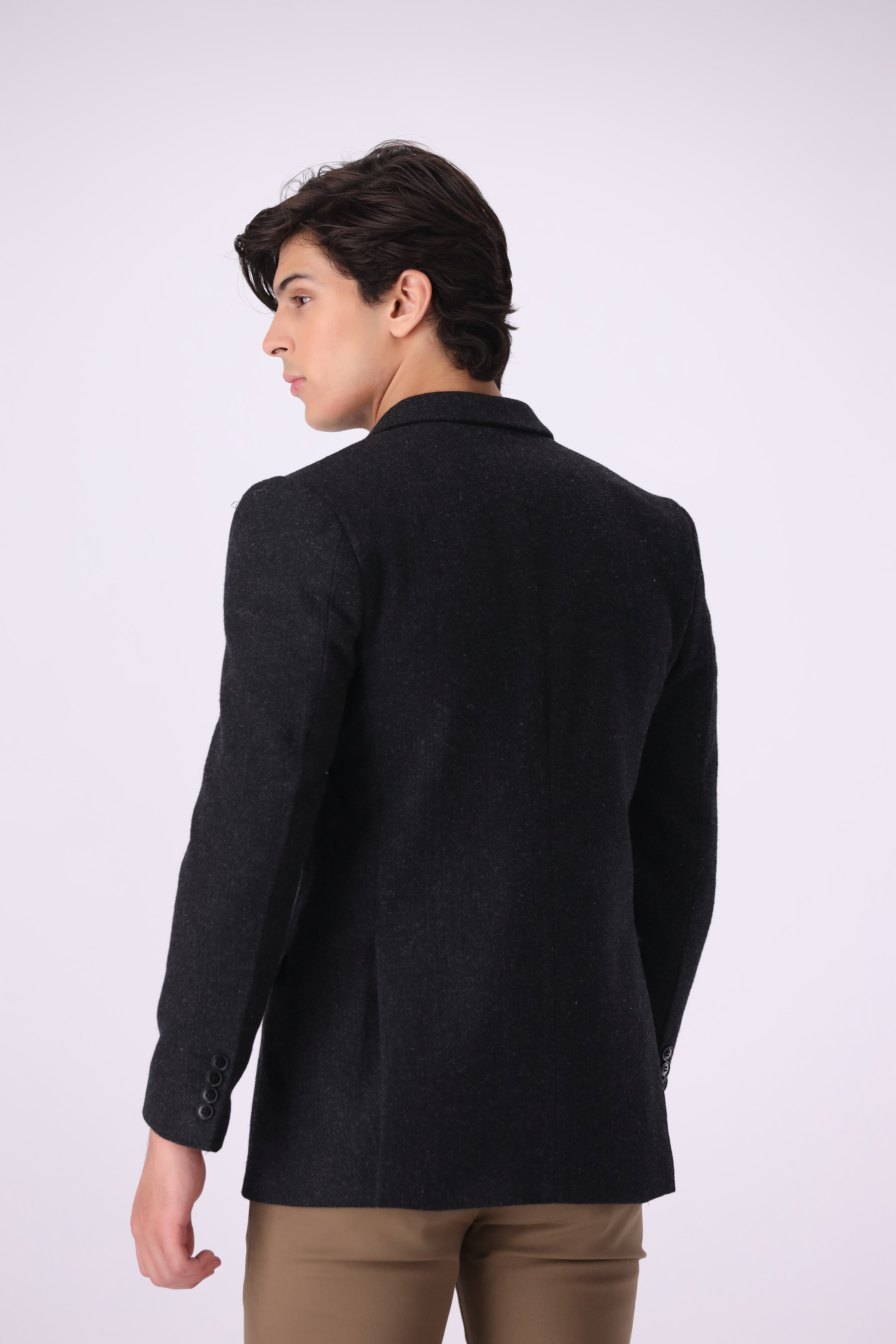 BLACK TWEED SELF COAT (MJ8)