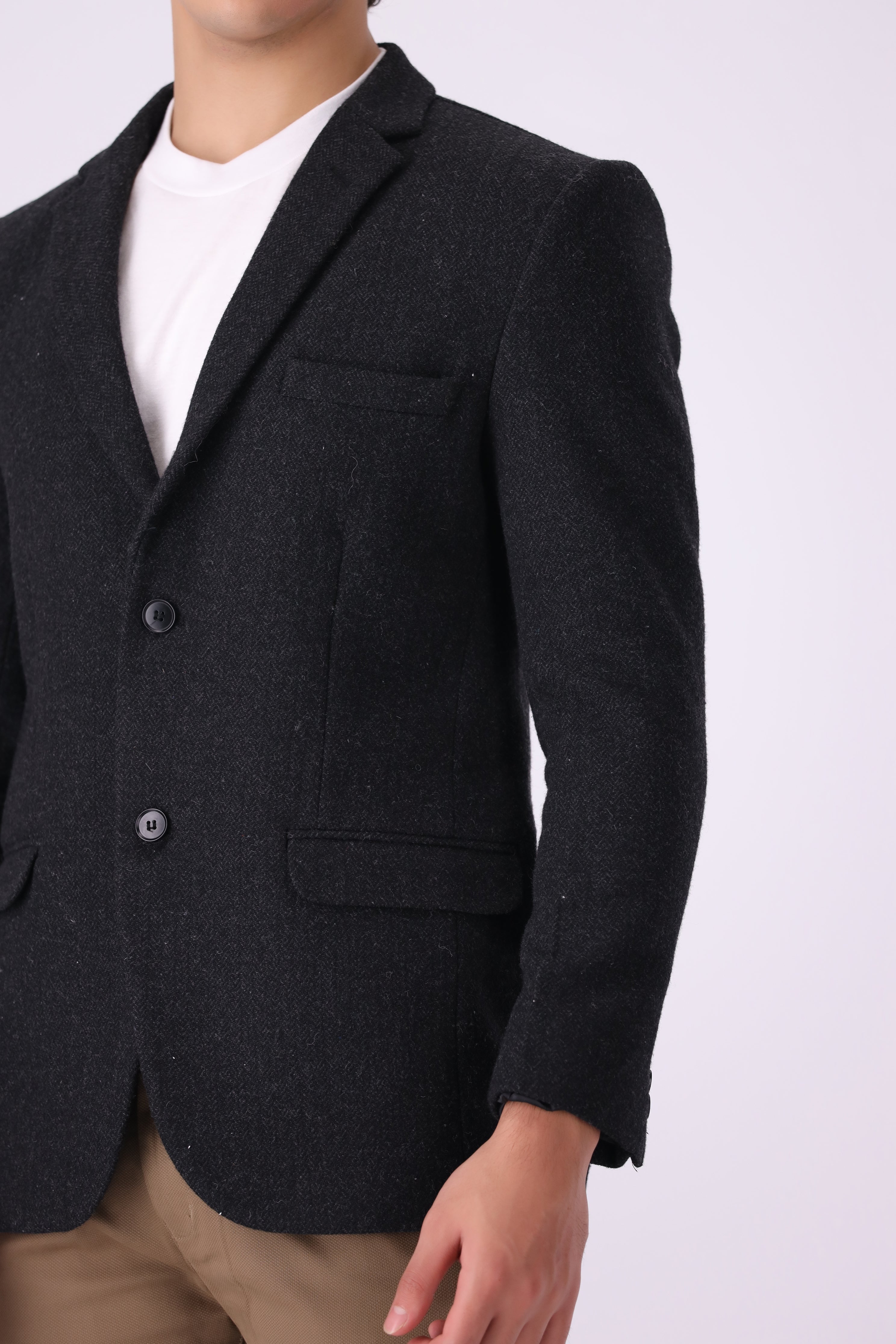 BLACK TWEED SELF COAT (MJ8)