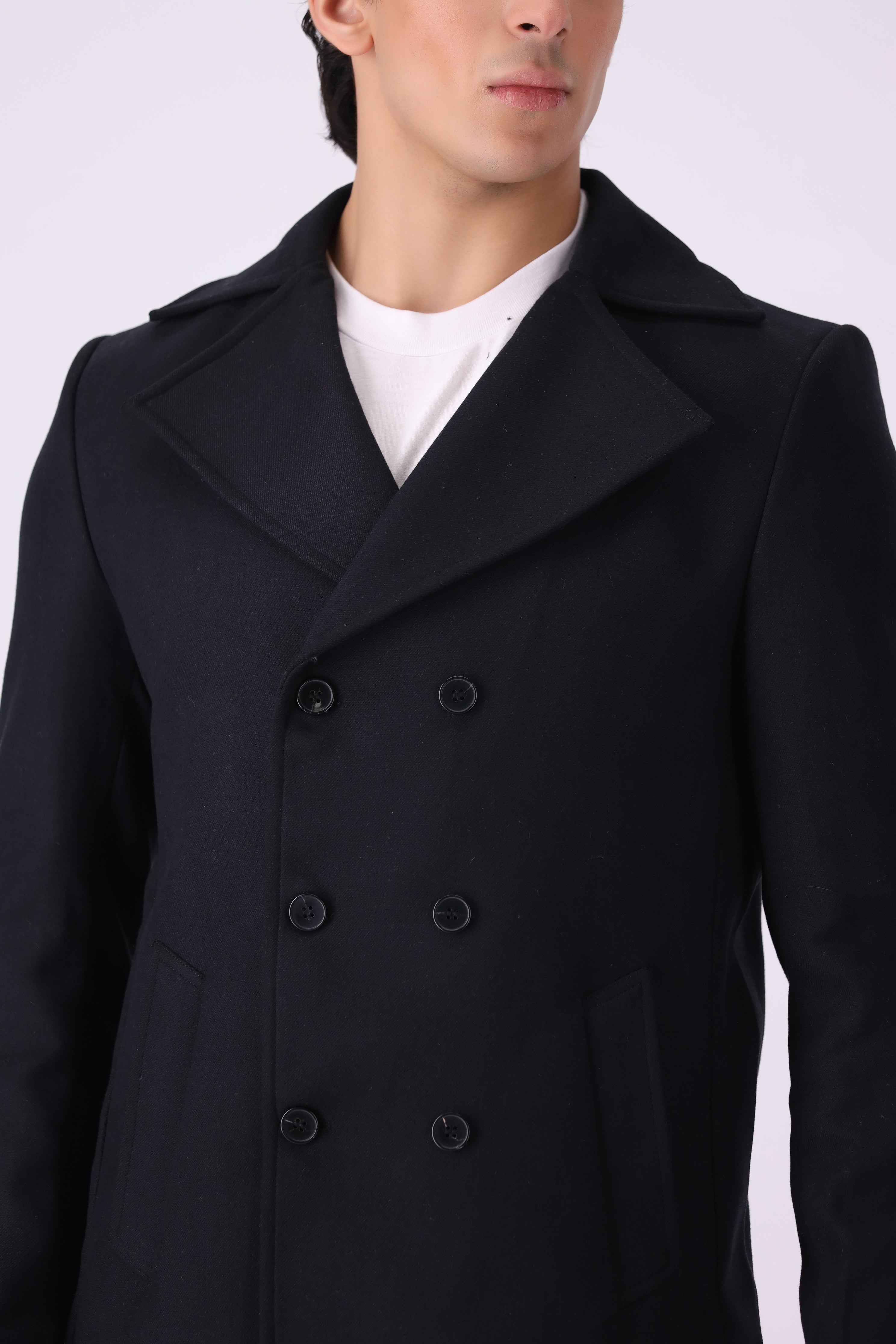 BLACK TWEED LONG COAT (BASIT-61)