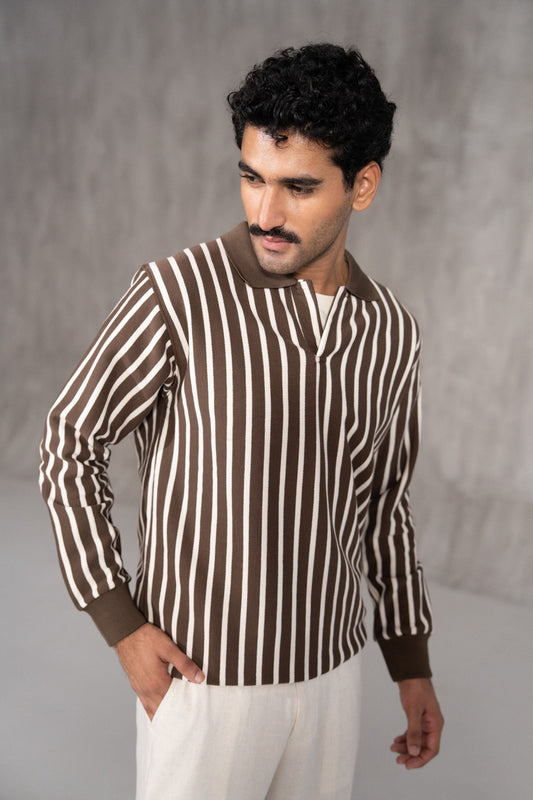 STRIPED POLO SWEAT