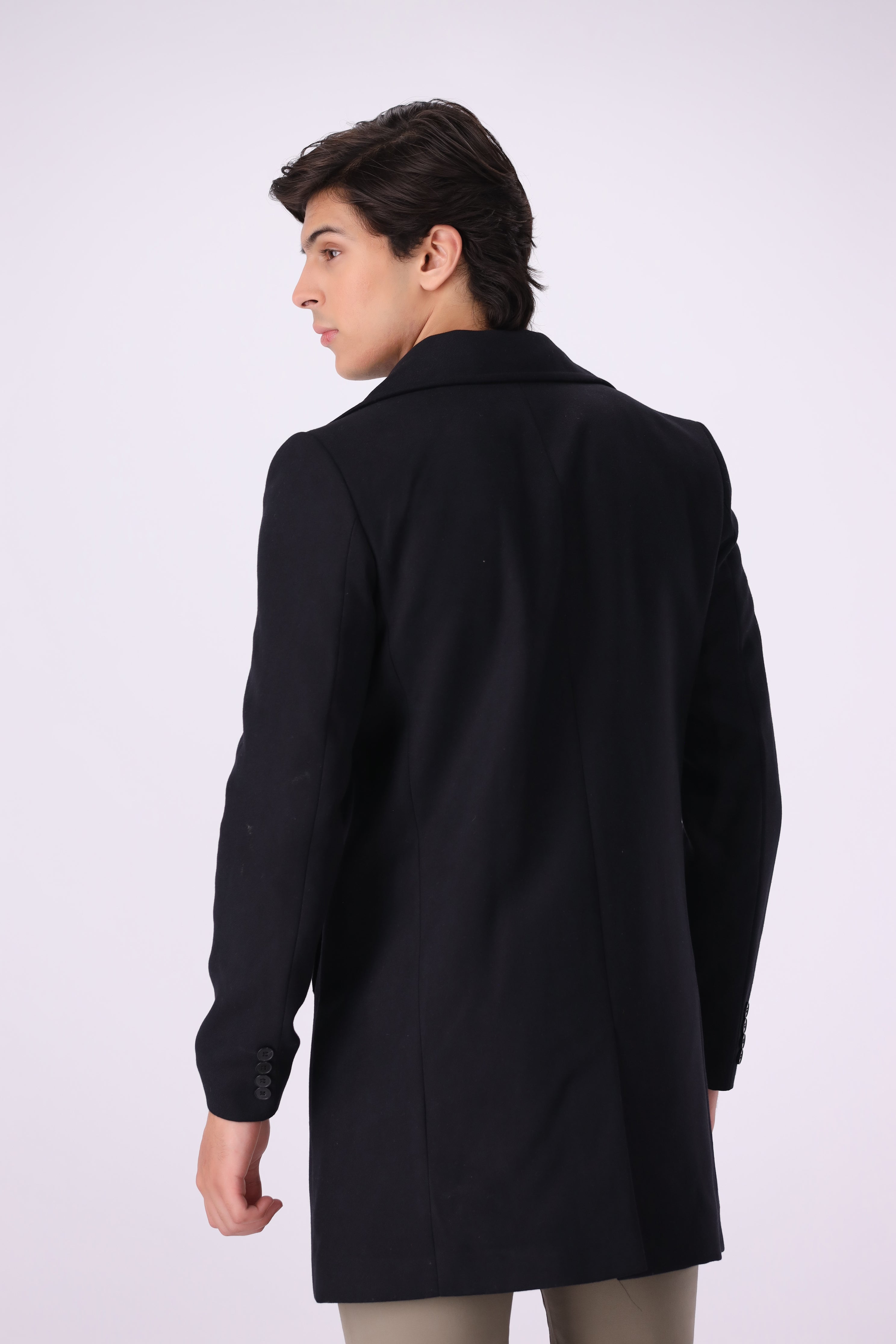 BLACK TWEED LONG COAT (BASIT-61)