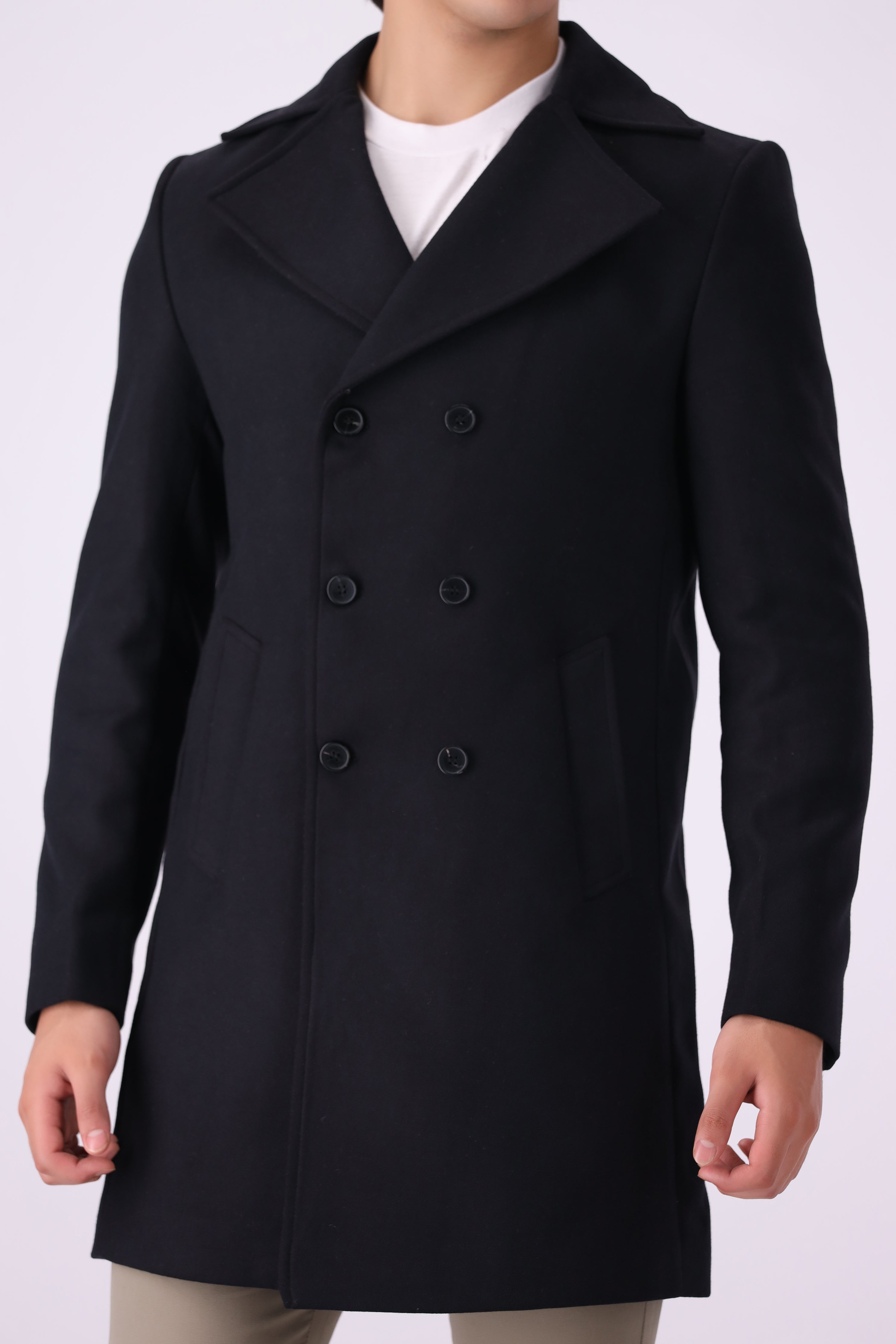 BLACK TWEED LONG COAT (BASIT-61)
