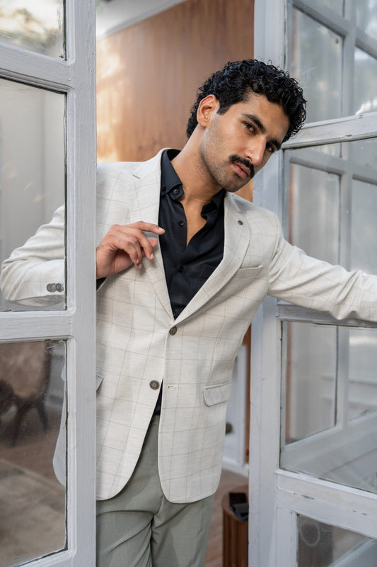CHECKERED IVORY BLAZER