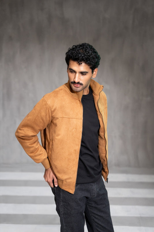 RUST FAUX SUEDE JACKET